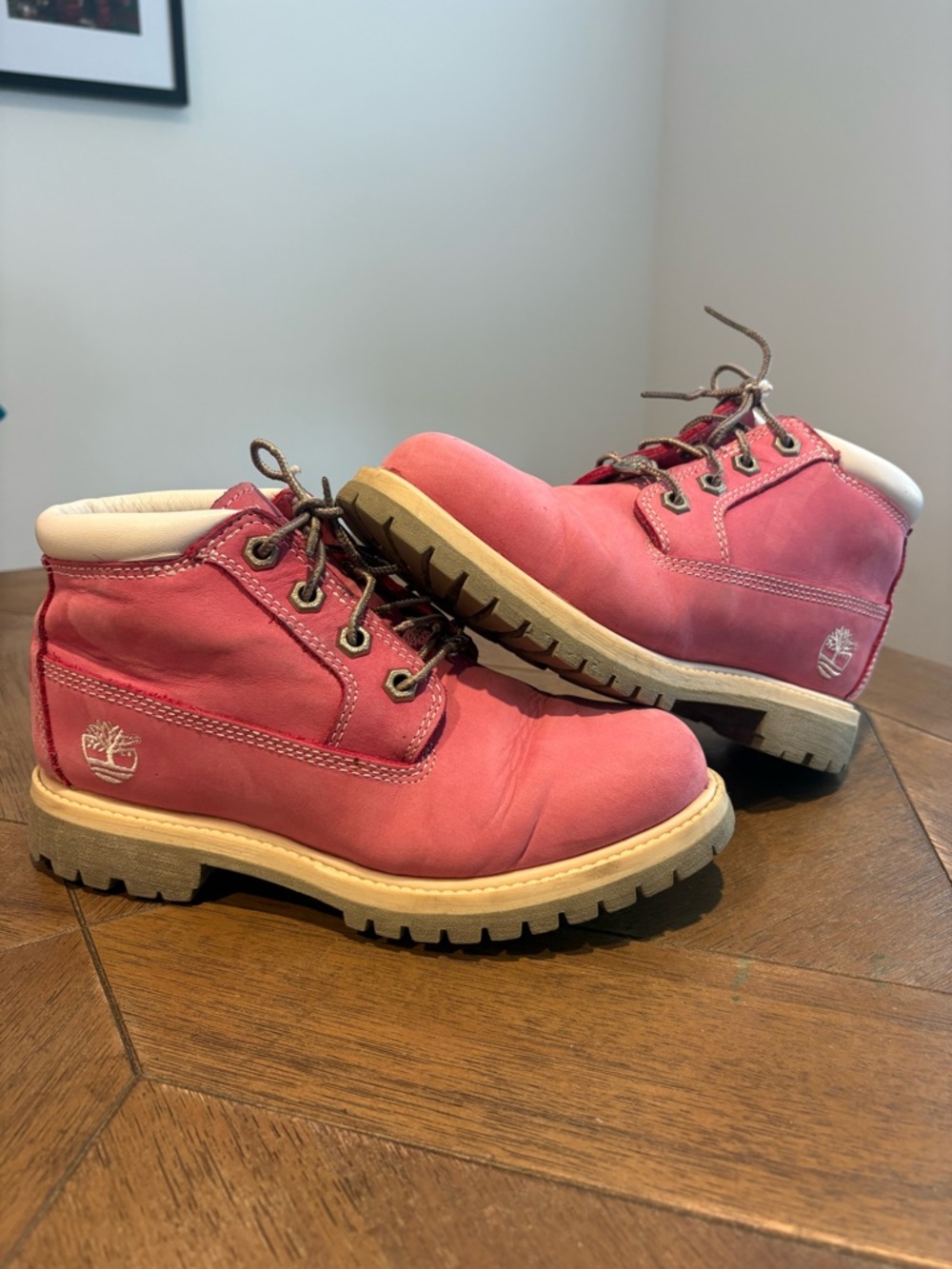 Timberland Premium Chukka Boots Women's 6M Leather Waterproof Pink